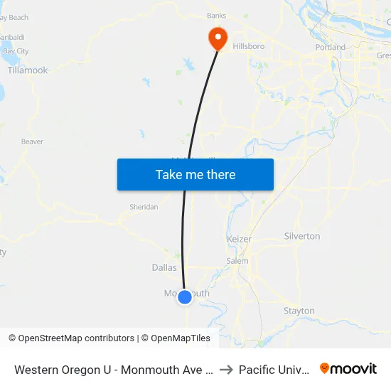 Western Oregon U - Monmouth Ave @ Church to Pacific University map