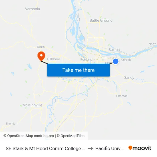 SE Stark & Mt Hood Comm College Entrance to Pacific University map