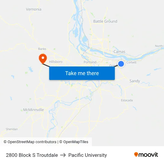 2800 Block S Troutdale to Pacific University map