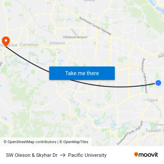 SW Oleson & Skyhar Dr to Pacific University map