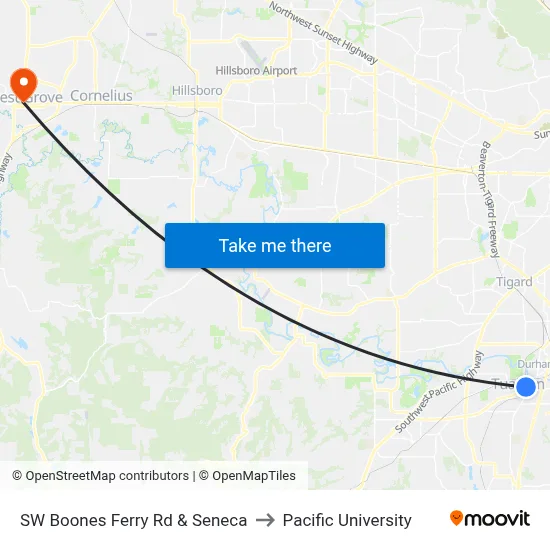 SW Boones Ferry Rd & Seneca to Pacific University map