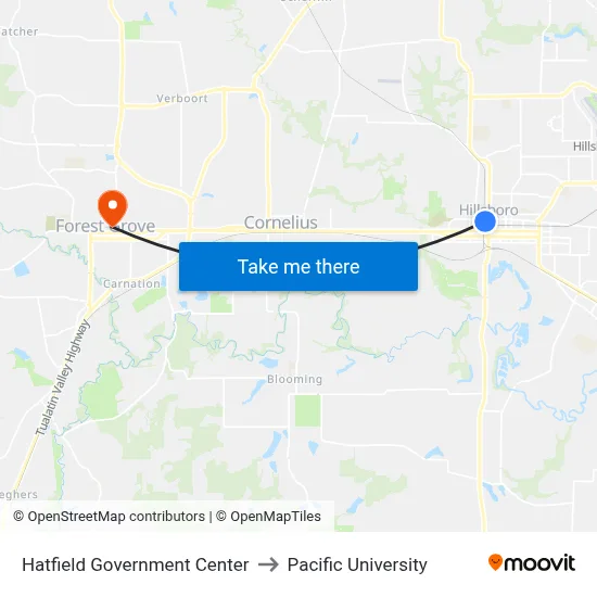Hatfield Government Center to Pacific University map