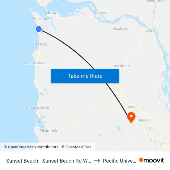 Sunset Beach - Sunset Beach Rd Warrenton to Pacific University map