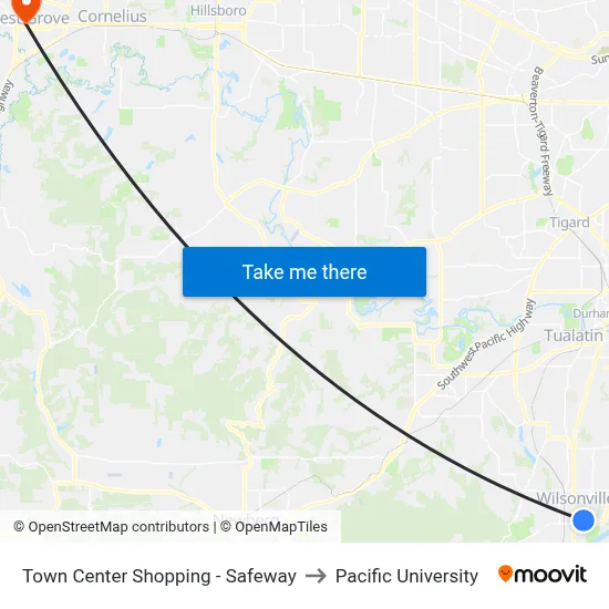 Town Center Shopping - Safeway to Pacific University map