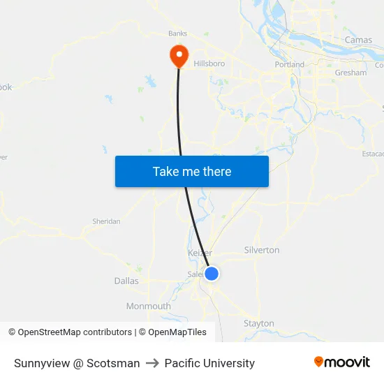 Sunnyview @ Scotsman to Pacific University map