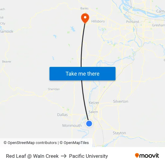 Red Leaf @ Waln Creek to Pacific University map