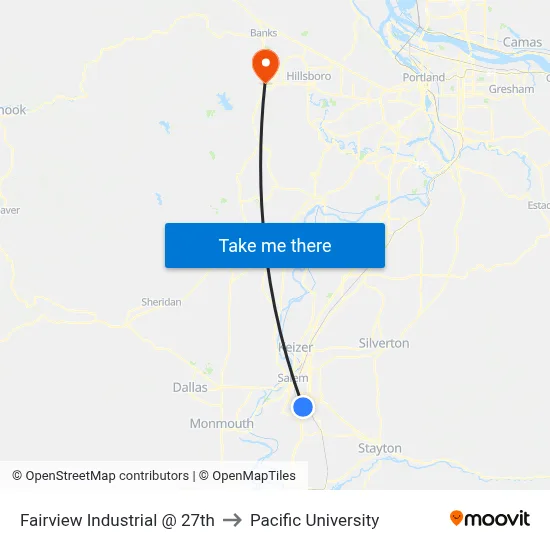 Fairview Industrial @ 27th to Pacific University map