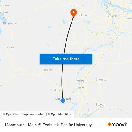 Monmouth - Main @ Ecols to Pacific University map
