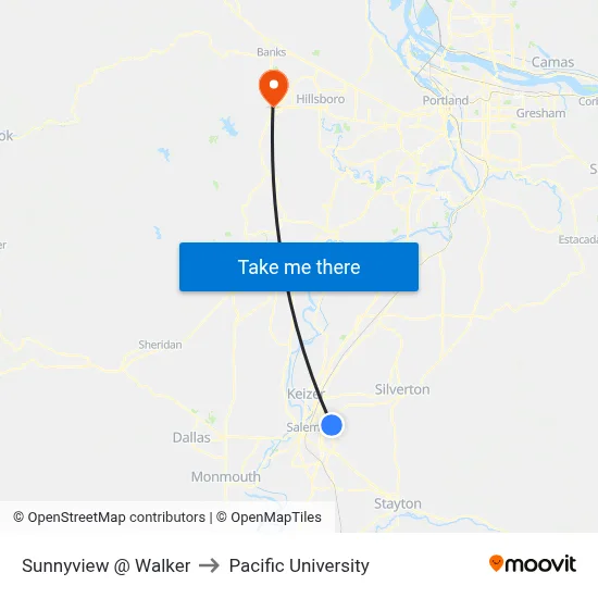 Sunnyview @ Walker to Pacific University map