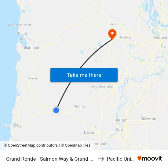 Grand Ronde - Salmon Way & Grand Ronde - Comm Ctr to Pacific University map