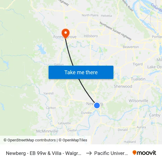 Newberg - EB 99w & Villa - Walgreens to Pacific University map