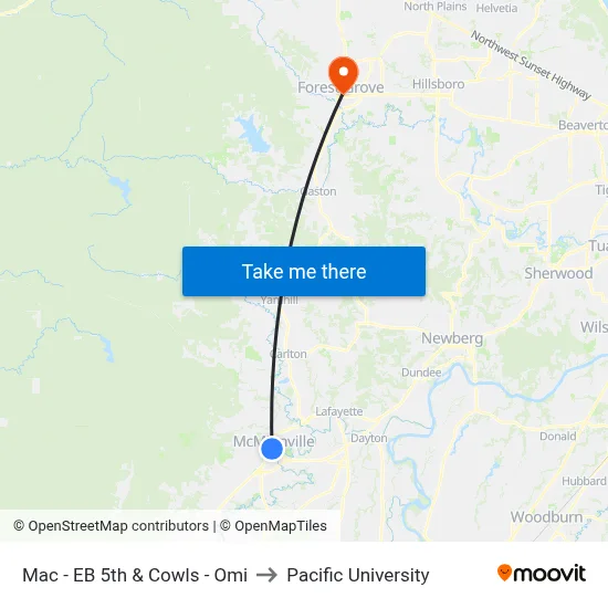 Mac - EB 5th & Cowls - Omi to Pacific University map