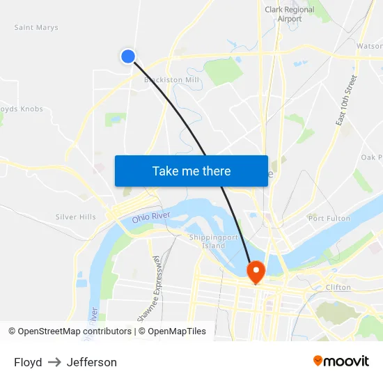 Floyd to Jefferson map