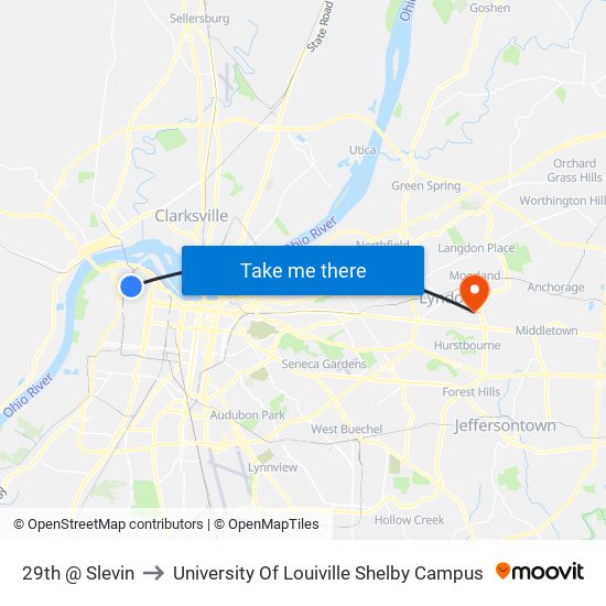 29th @ Slevin to University Of Louiville Shelby Campus map