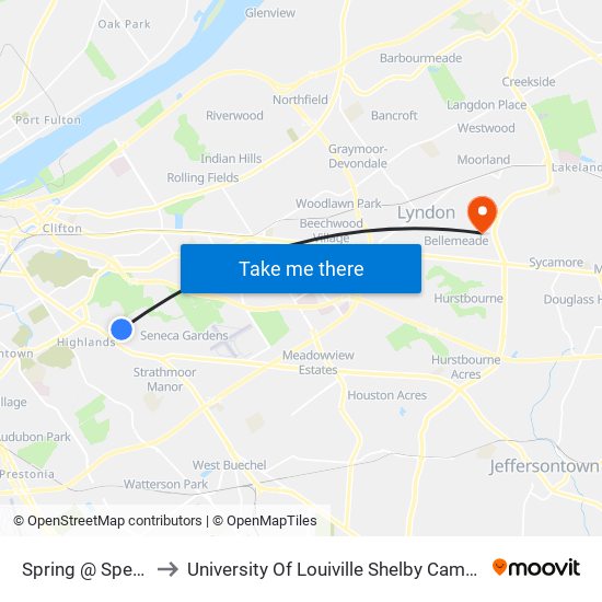 Spring @ Speed to University Of Louiville Shelby Campus map