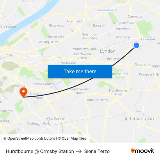 Hurstbourne @ Ormsby Station to Siena Terzo map