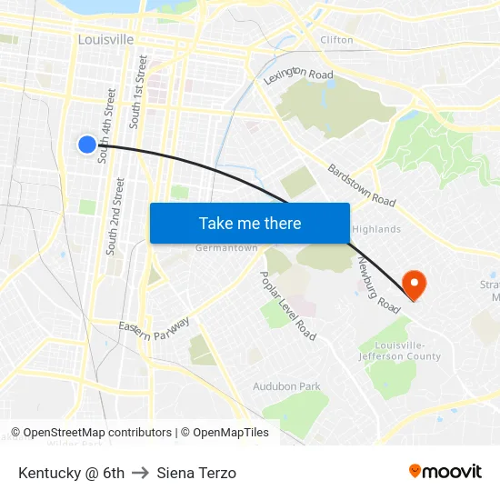 Kentucky @ 6th to Siena Terzo map