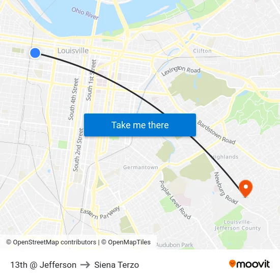 13th @ Jefferson to Siena Terzo map