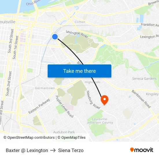 Baxter @ Lexington to Siena Terzo map