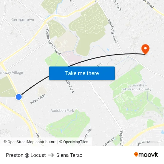 Preston @ Locust to Siena Terzo map