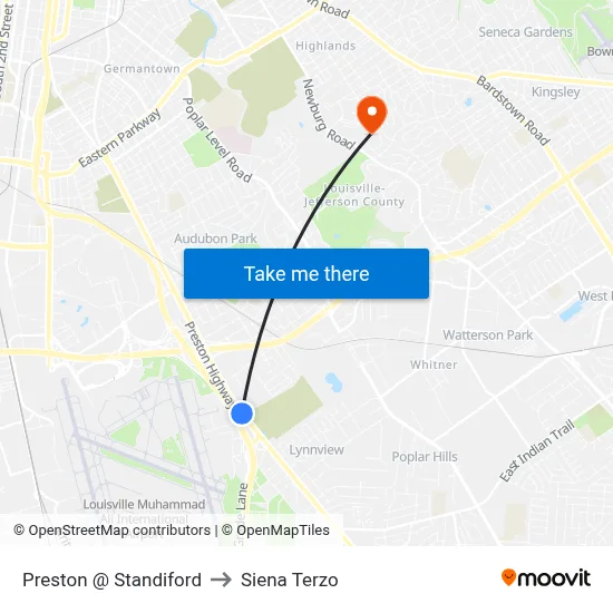 Preston @ Standiford to Siena Terzo map