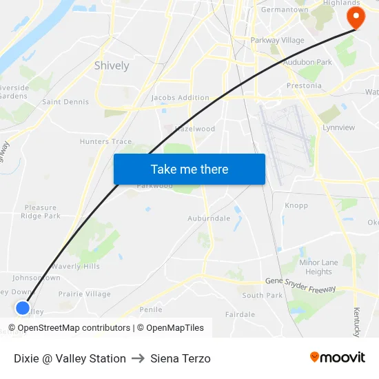 Dixie @ Valley Station to Siena Terzo map