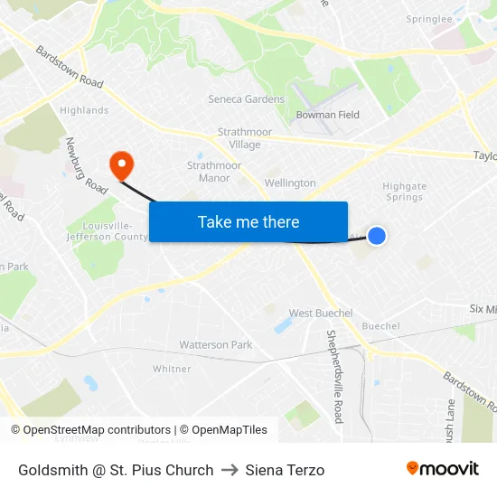 Goldsmith @ St. Pius Church to Siena Terzo map