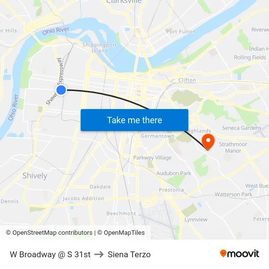 W Broadway @ S 31st to Siena Terzo map