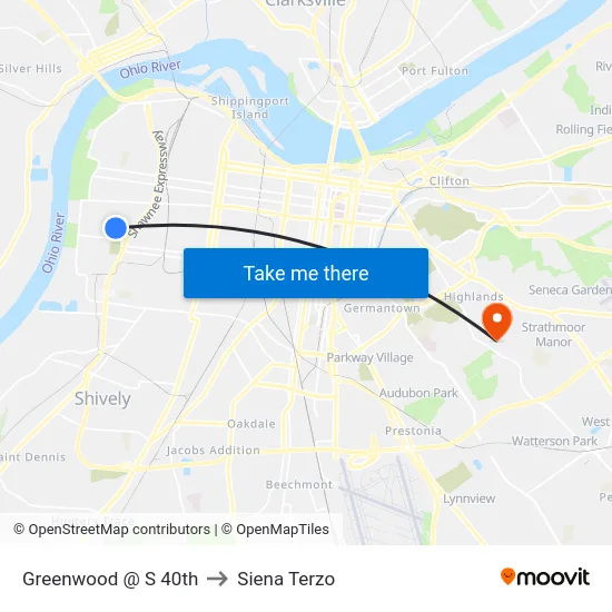 Greenwood @ S 40th to Siena Terzo map