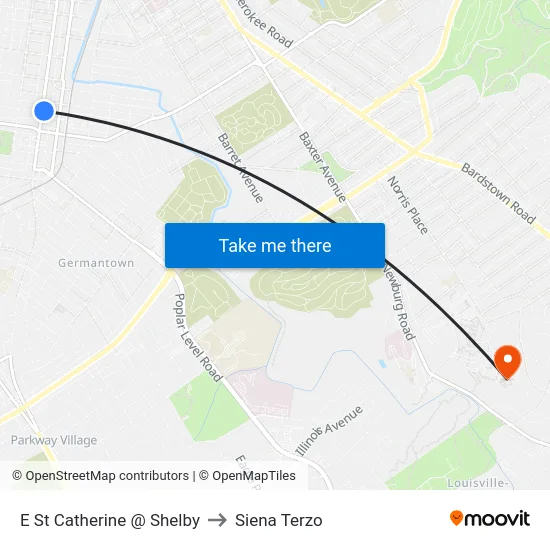 E St Catherine @  Shelby to Siena Terzo map