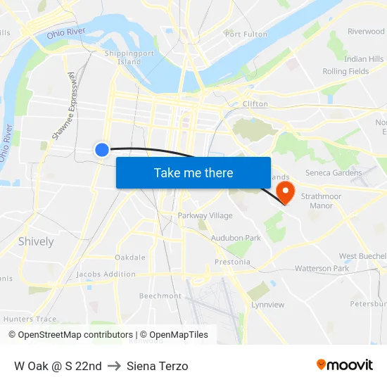 W Oak @ S 22nd to Siena Terzo map