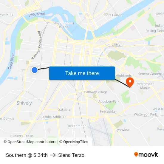 Southern @ S 34th to Siena Terzo map