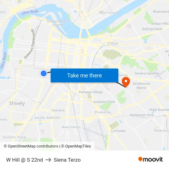W Hill @ S 22nd to Siena Terzo map