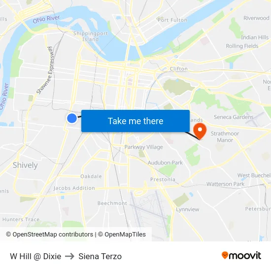 W Hill @ Dixie to Siena Terzo map