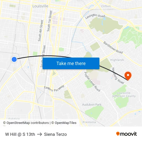 W Hill @ S 13th to Siena Terzo map