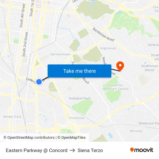 Eastern Parkway @ Concord to Siena Terzo map