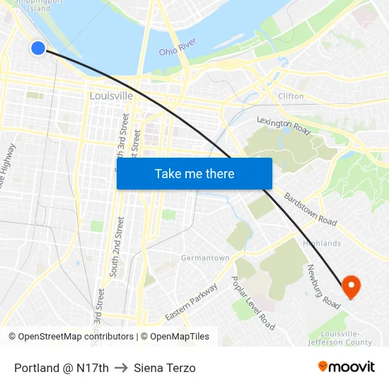Portland @ N17th to Siena Terzo map