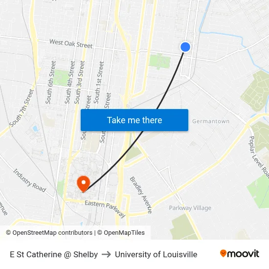 E St Catherine @  Shelby to University of Louisville map