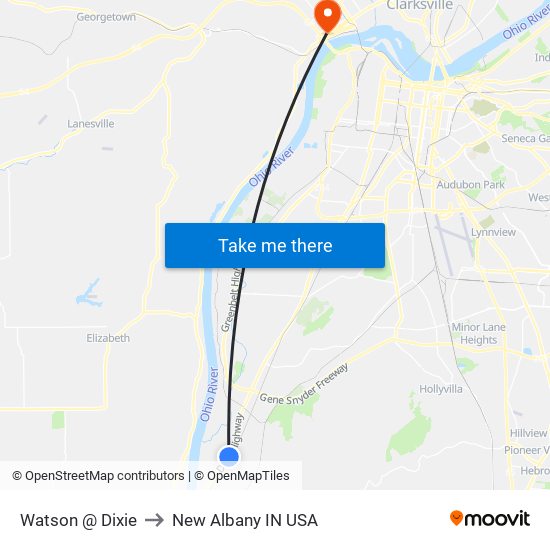 Watson @ Dixie to New Albany IN USA map