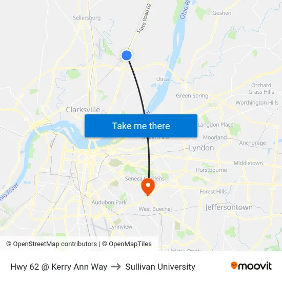 Hwy 62 @ Kerry Ann Way to Sullivan University map