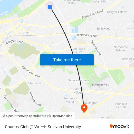 Country Club @ Va to Sullivan University map