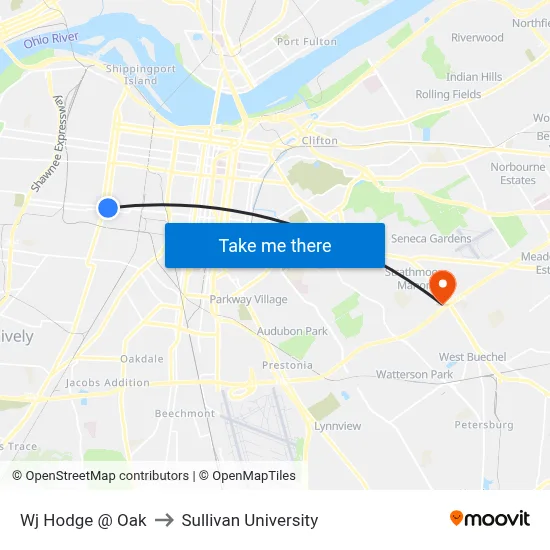 Wj Hodge @ Oak to Sullivan University map