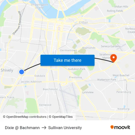 Dixie @ Bachmann to Sullivan University map