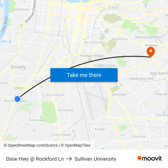 Dixie Hwy @ Rockford Ln to Sullivan University map