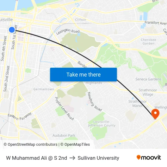 W Muhammad Ali @ S 2nd to Sullivan University map