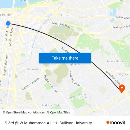 S 3rd @ W Muhammad Ali to Sullivan University map