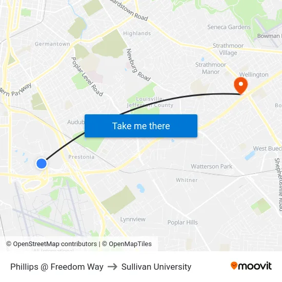 Phillips @ Freedom Way to Sullivan University map