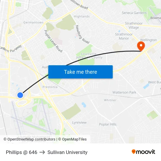 Phillips @ 646 to Sullivan University map