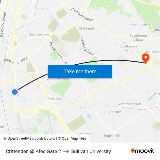 Crittenden @ Kfec Gate 2 to Sullivan University map