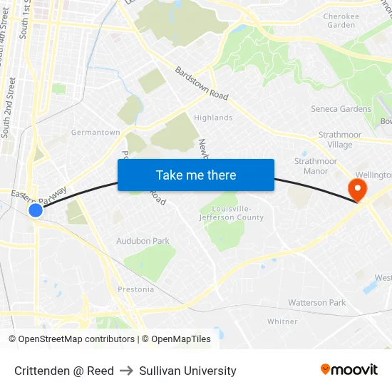 Crittenden @ Reed to Sullivan University map